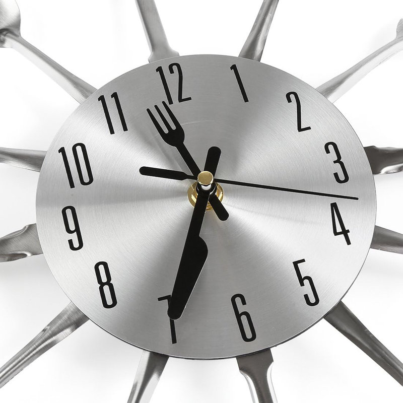 Tableware Kitchen Wall Clock, Silver