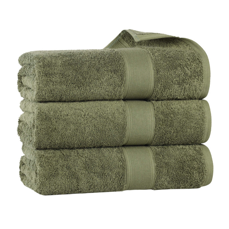 Ensemble de serviettes en coton biologique Lyndon, Ensemble de 3 serviettes de bain, Vert forêt