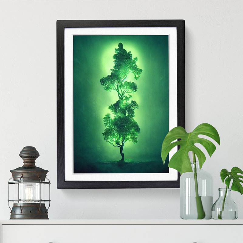 Tree Cyberpunk - Single Picture Frame Print, Black, 64cm H x 46cm W x 2cm D
