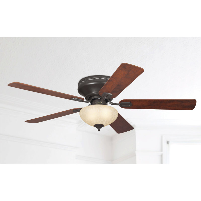 Kaila 132cm Ceiling Fan with Light Kit, Matte Black / Apple Wood and Espresso