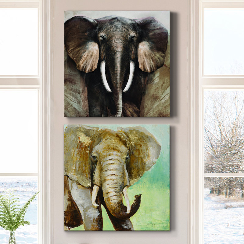 Majestic Encounter - Ensemble de 2 peintures sur toile tendue, H 16 po x l 32 po x P 1 po