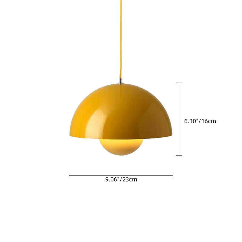 Luminaire suspendu en forme de dôme à 1 lumière Aagam, Jaune