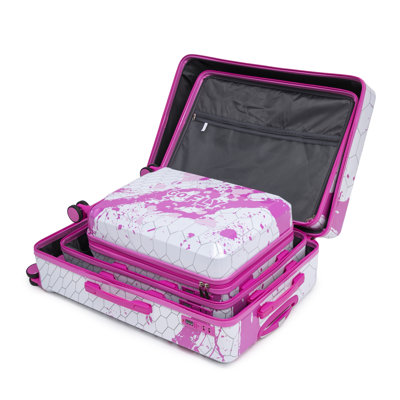 Pink 3-Piece Polycarbonate Hard Shell Luggage Set with Spinner Wheels (20", 24", 28")