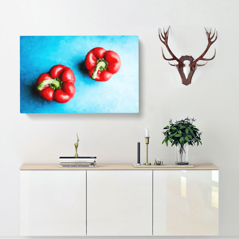 Two Red Bell Peppers - Wrapped Canvas, 45cm H x 76cm W x 4cm D