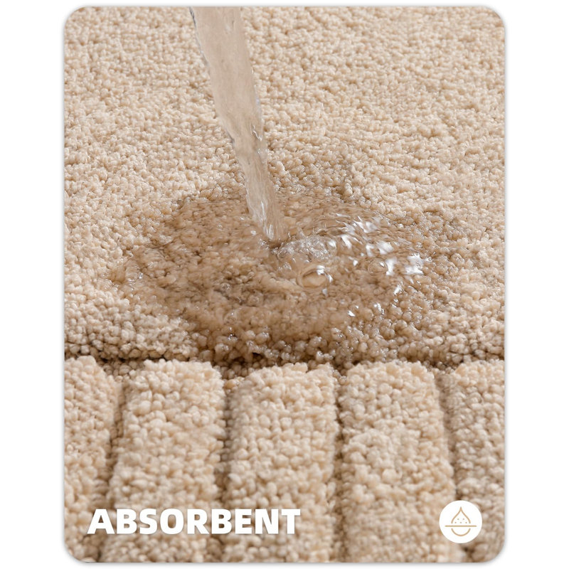 Kaziyah Microfiber Bath Rug, 24" W x 36" L, Khaki