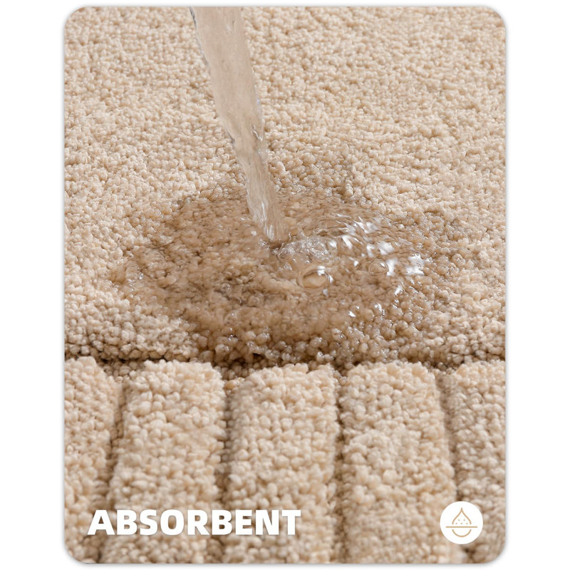 Kaziyah Microfiber Bath Rug, 24" W x 43" L, Khaki