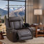Fauteuil inclinable électrique en similicuir brun foncé