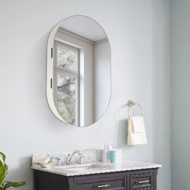 Miroir de rangement mural Bryton, Blanc