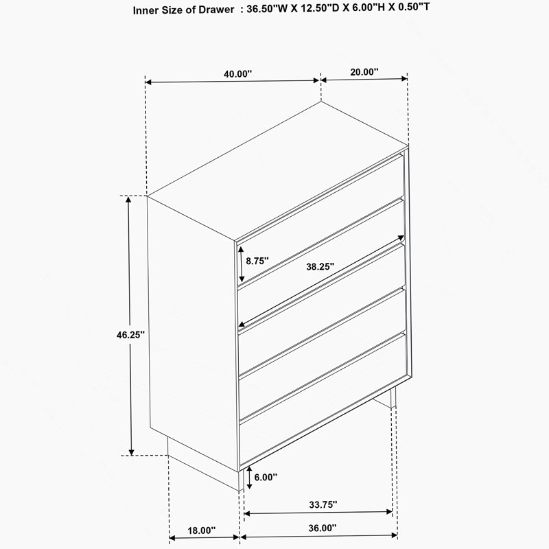 Commode 4 tiroirs brun chaud
