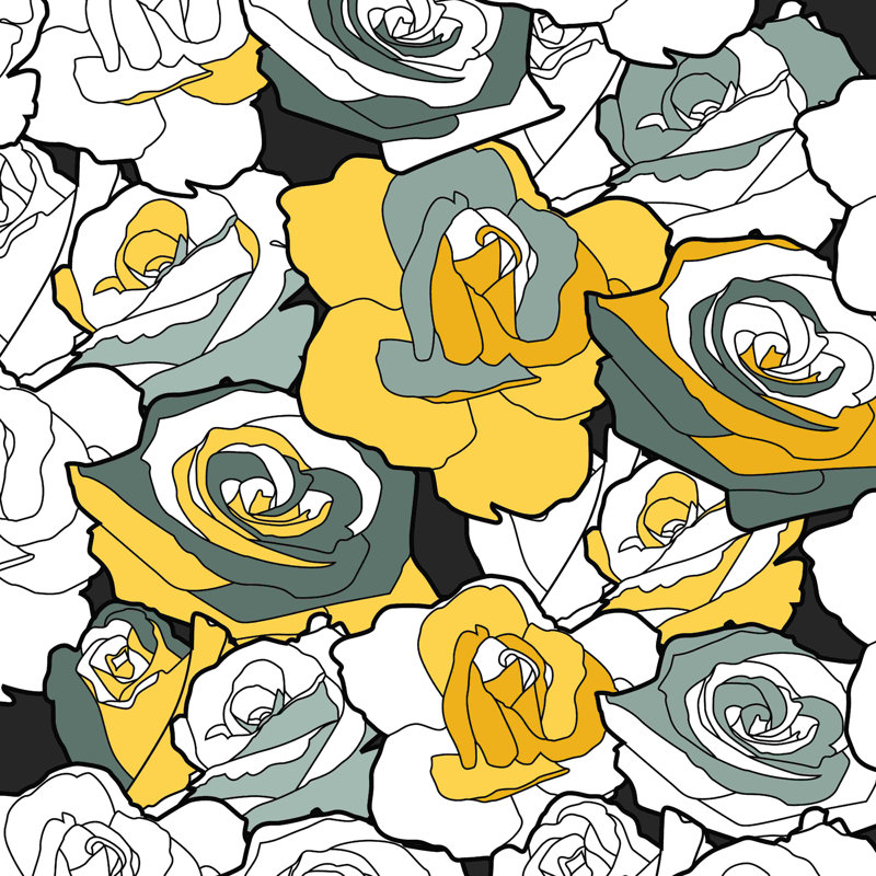 «Yellow and Gray Roses», impression sur toile tendue, H 20 po x l 20 po
