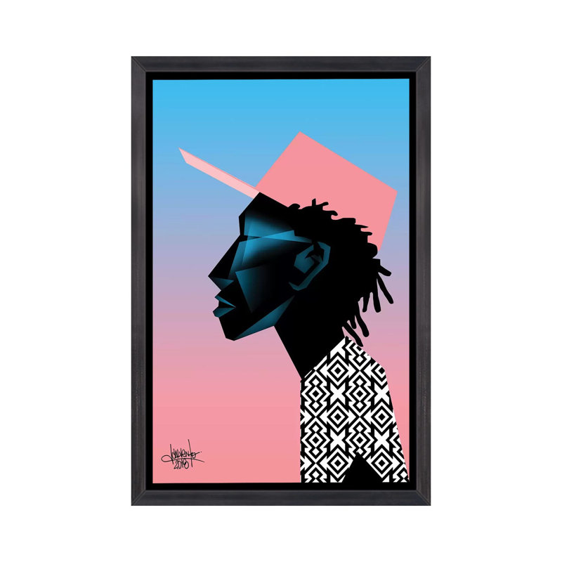«Space Is the Place IV» par VCalvento, impression, H 40 po x l 26 po x P 1,5 po, Toile avec cadre noir patiné, Pas de tapis