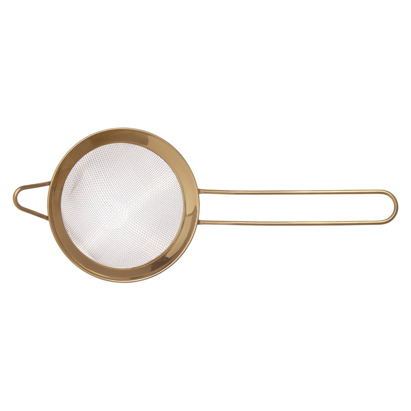 Canora Grey Dobson Mesh Food Strainer, Gold, 8cm H x 24cm W x 10cm D