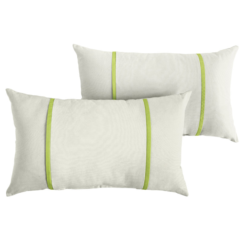 Furston Striped Outdoor Reversible Throw Pillow, White/Macaw, 12" x 24"