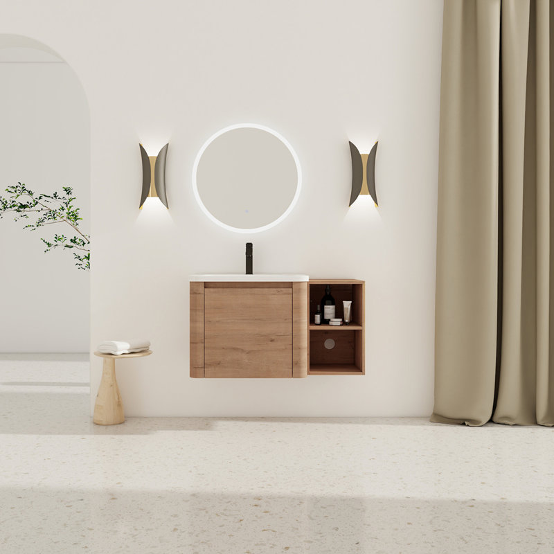 Meuble-lavabo mural avec lavabo en céramique blanche, 36"