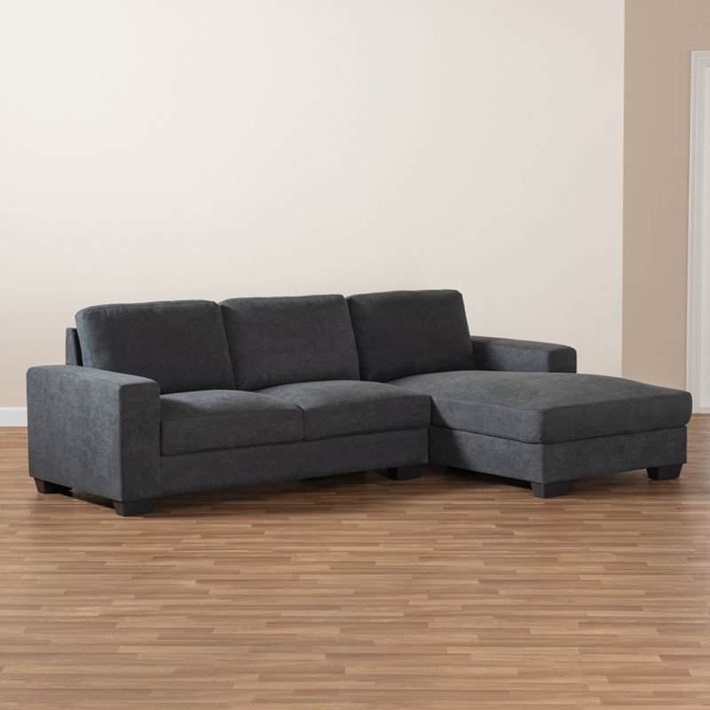 Aminata Upholstered L-Shaped Sectional, Light Gray, Right Hand Facing