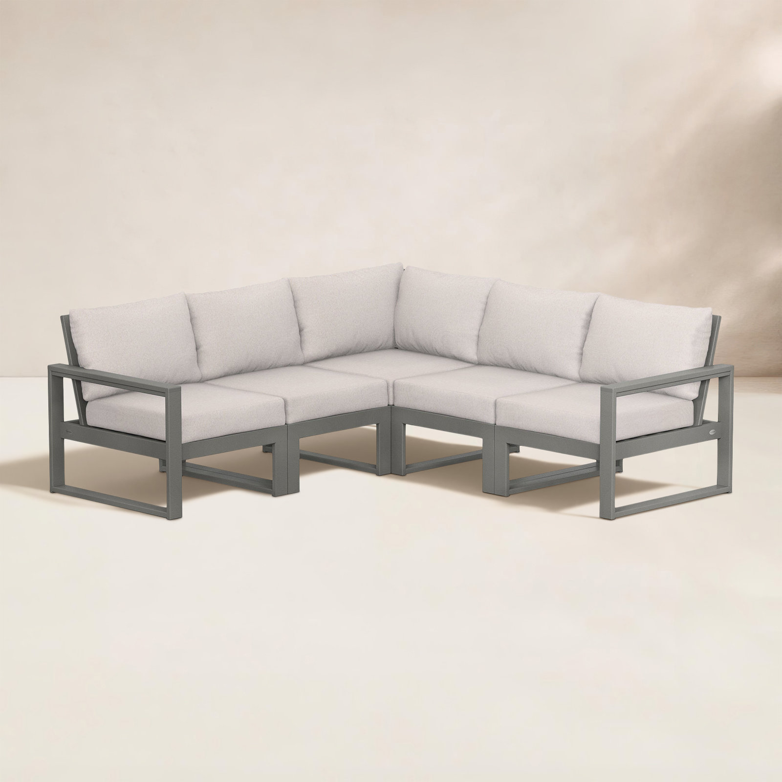 POLYWOOD® Edge 85" Patio Sectional, Grey Mist, Slate Grey
