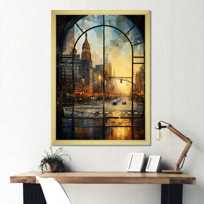Vue de fenêtre rétro de New York, art mural New York City