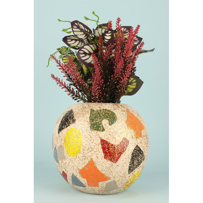 Pot décoratif peint à la main, corps en céramique, 7,9 po de diamètre x 6,7 po de hauteur | Pièce d'art unique pour la décoration intérieure | Parfait pour les plantes d'intérieur | Conception élégante pour rehausser tout espace