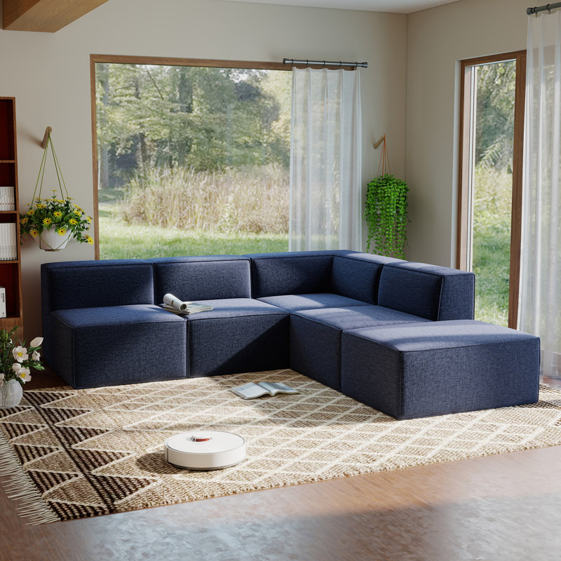 Canapé modulaire en L 97,2 "avec méridienne avec méridienne - canapé modulaire de 5 pièces, sans assemblage requis | Comprend une unité d'angle, trois accoudoirs et un repose-pieds
