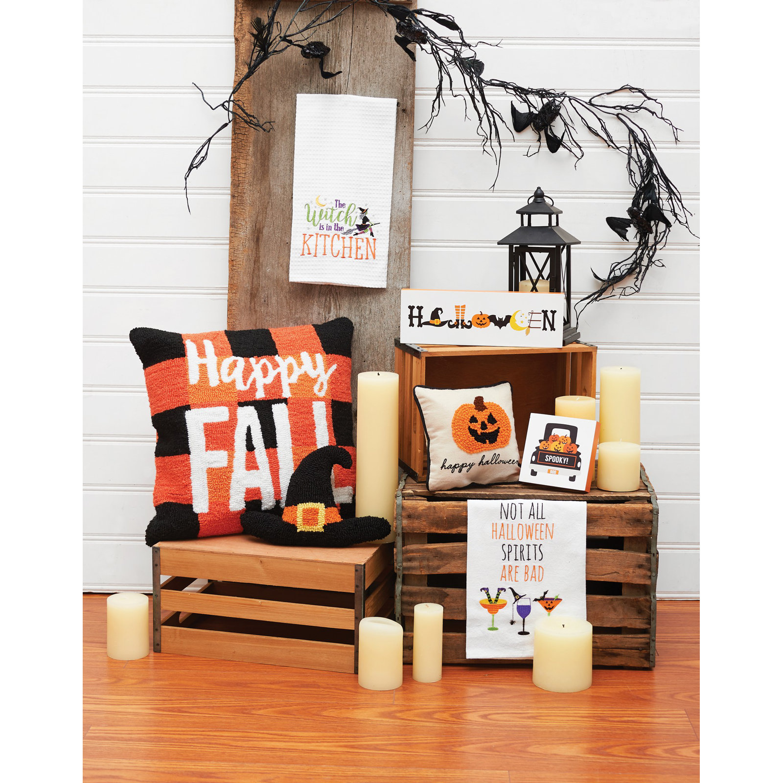 Halloween Hooked Throw Pillow, Witch Hat