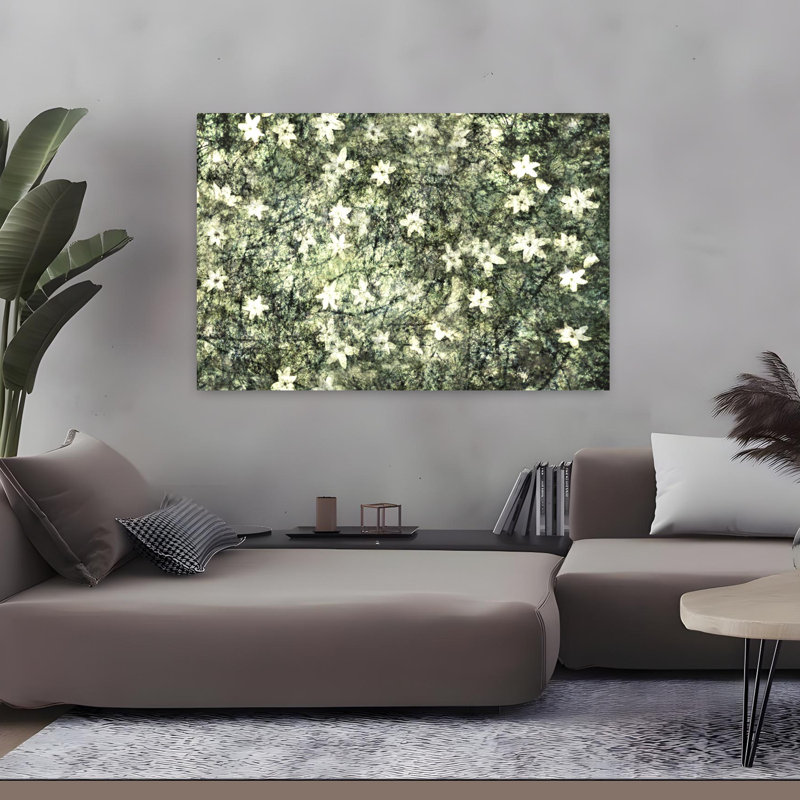 Fleurs de forêt abstraites, art contemporain mural, forêt de rêve rêveuse, H 32 po x l 48 po