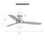 Ventilateur de plafond moderne à intensité variable de 52 po avec lumière DEL-206217604