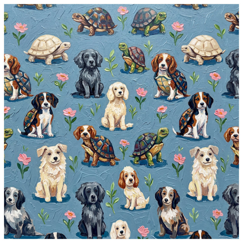 Housses de couette Dogs Turtles Flowers, King