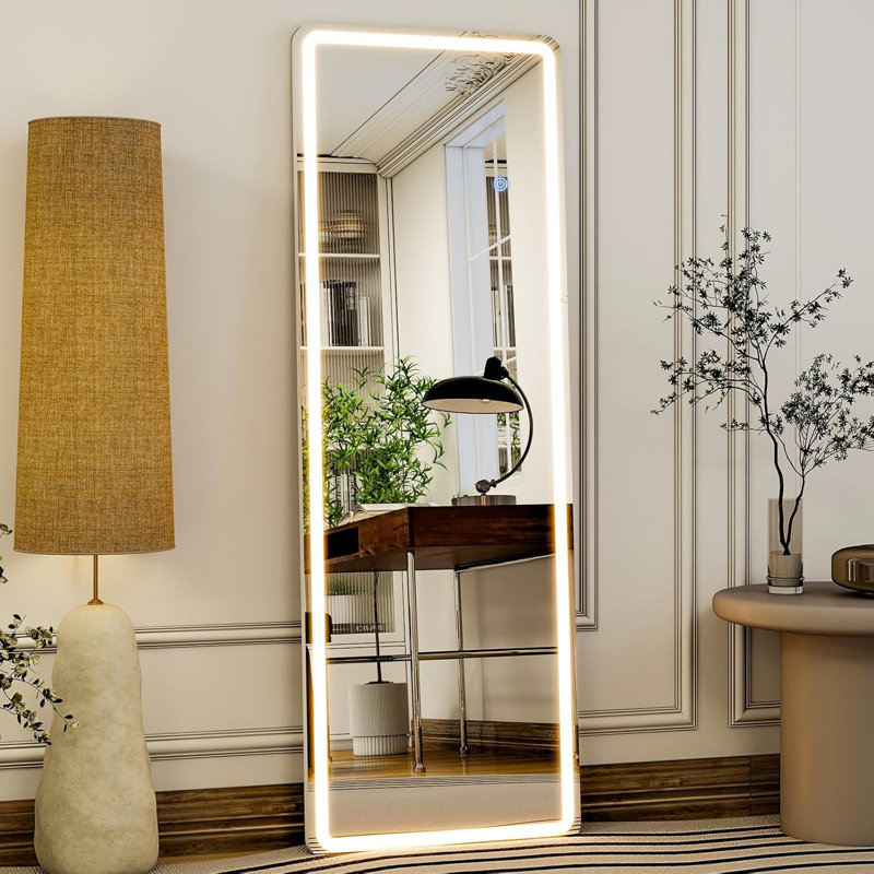 64" Wall Mounted Freestanding Hanging Mirror Full Length Floor Mirror With Light For Bedroom, 71" x 26"