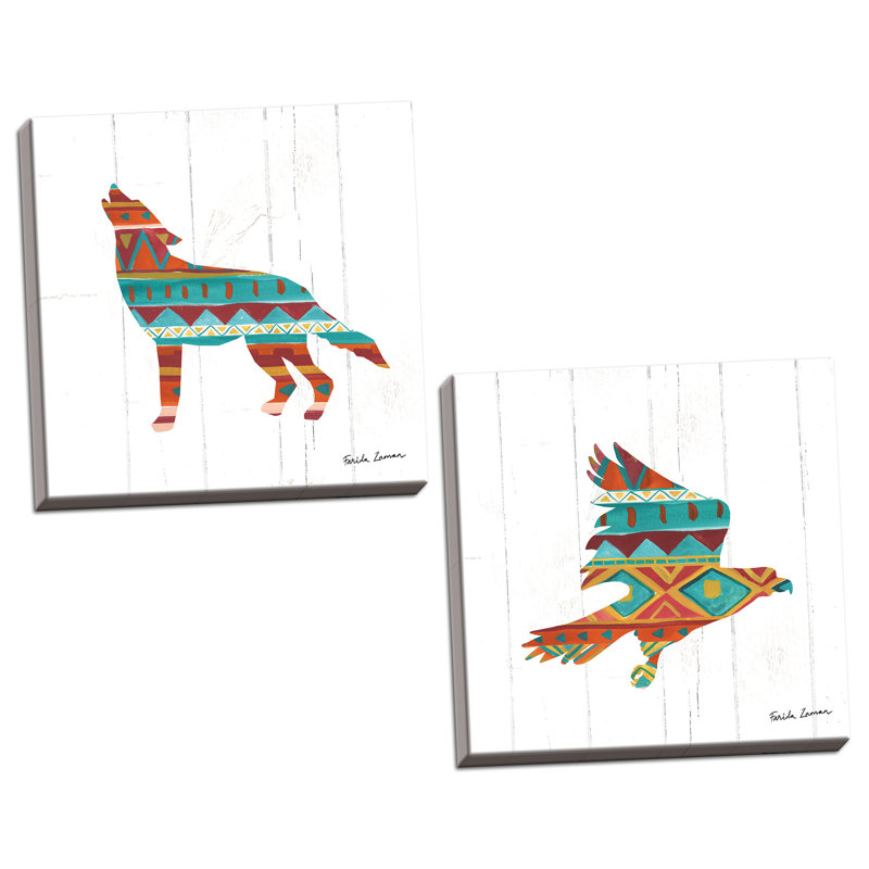 «Southwestern Vibes III & VI» par Farida Zaman - ensemble de 2 impressions, H 12 po x l 12 po x P 0,75 po, Toile tendue