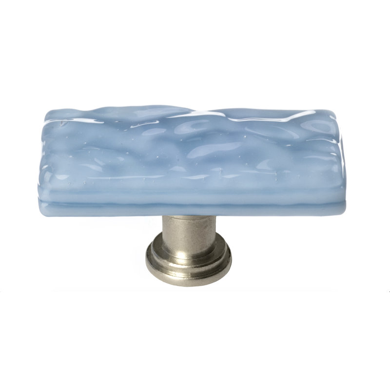 Skinny Glacier 2" Length Rectangle Knob, Powder Blue, Satin Nickel