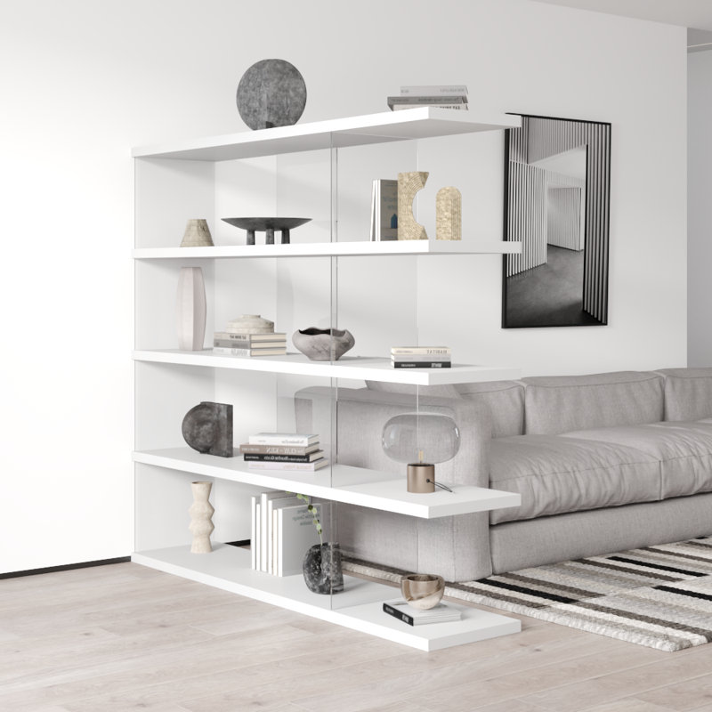 Gravity 70.9" Bookcase with Matte Finish, White