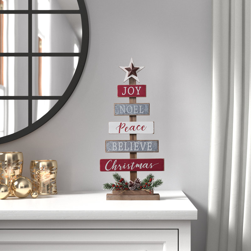 20“H Wooden Sign Table Tree Décor