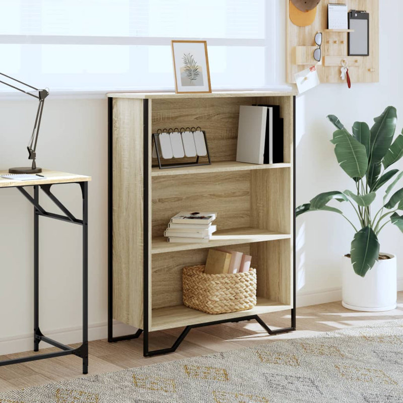 Bibliothèque vidaXL Bois d'ingénierie, métal, Chêne sonoma, (3 tablettes) H 41,7 po x l 31,5 po x P 12,2 po