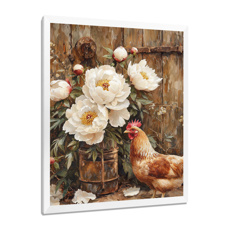 Ecker - Floral Wall Art, H 20 po x l 12 po, Reproduction encadrée sans passe-partout, Blanc