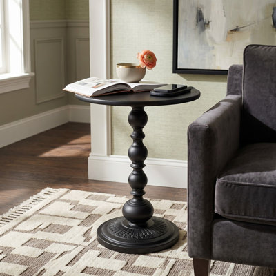 15.75 in Diameter Black Minimalist Side Table, Easy Assembly