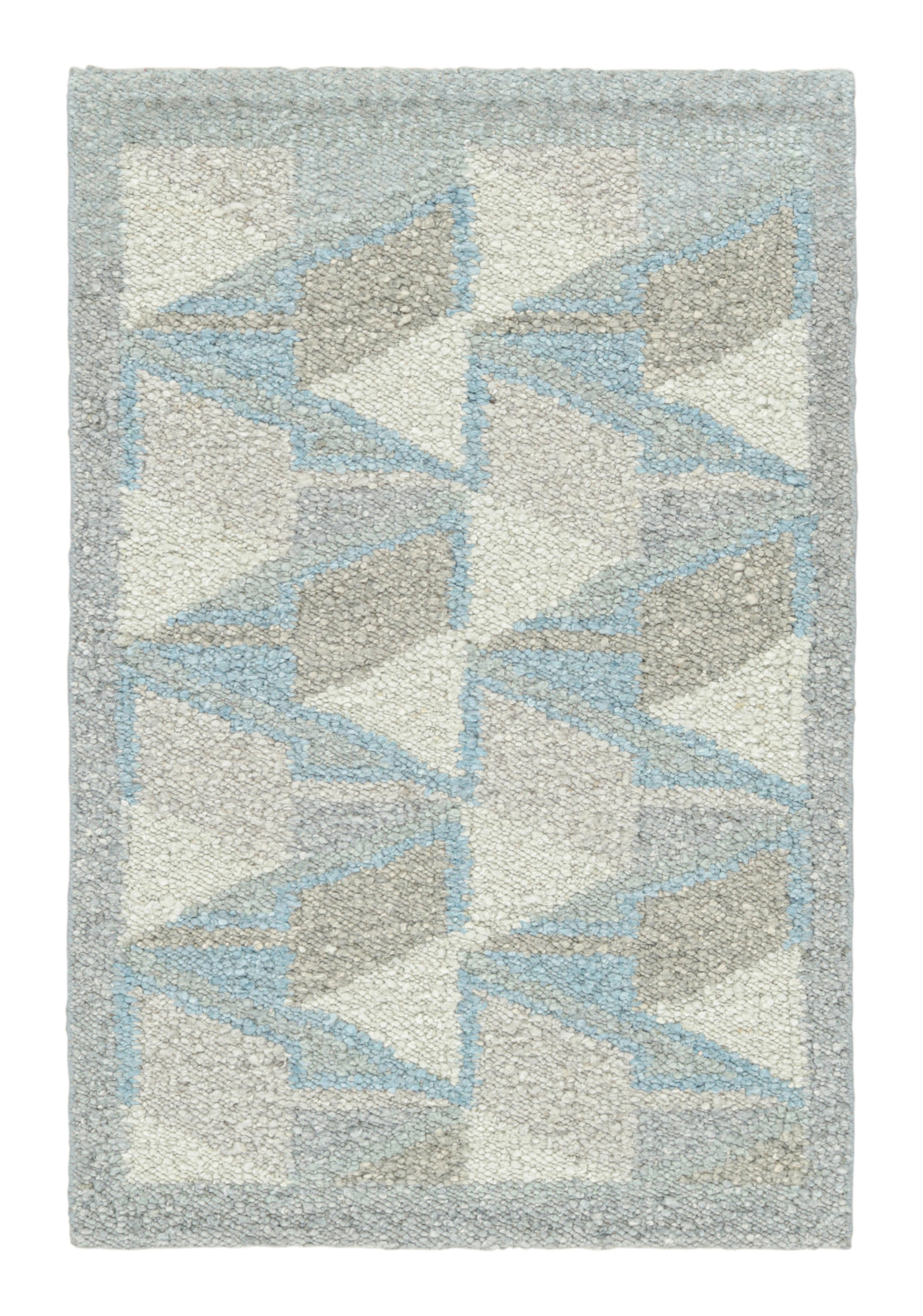 Scandinavia Rug Rug & Kilim's Scandinavian Rug In Blue With Geometric Patterns | Perigold