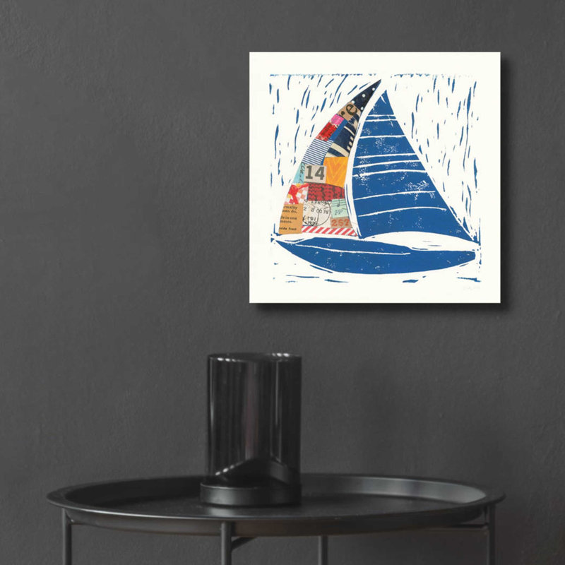 «Nautical Collage IV» par Courtney Prahl, art mural en verre acrylique, H 12 po x l 12 po x P 0,13 po