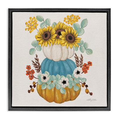 "Seasonal Flower & Pumpkins", art mural encadré par Ashley Justice