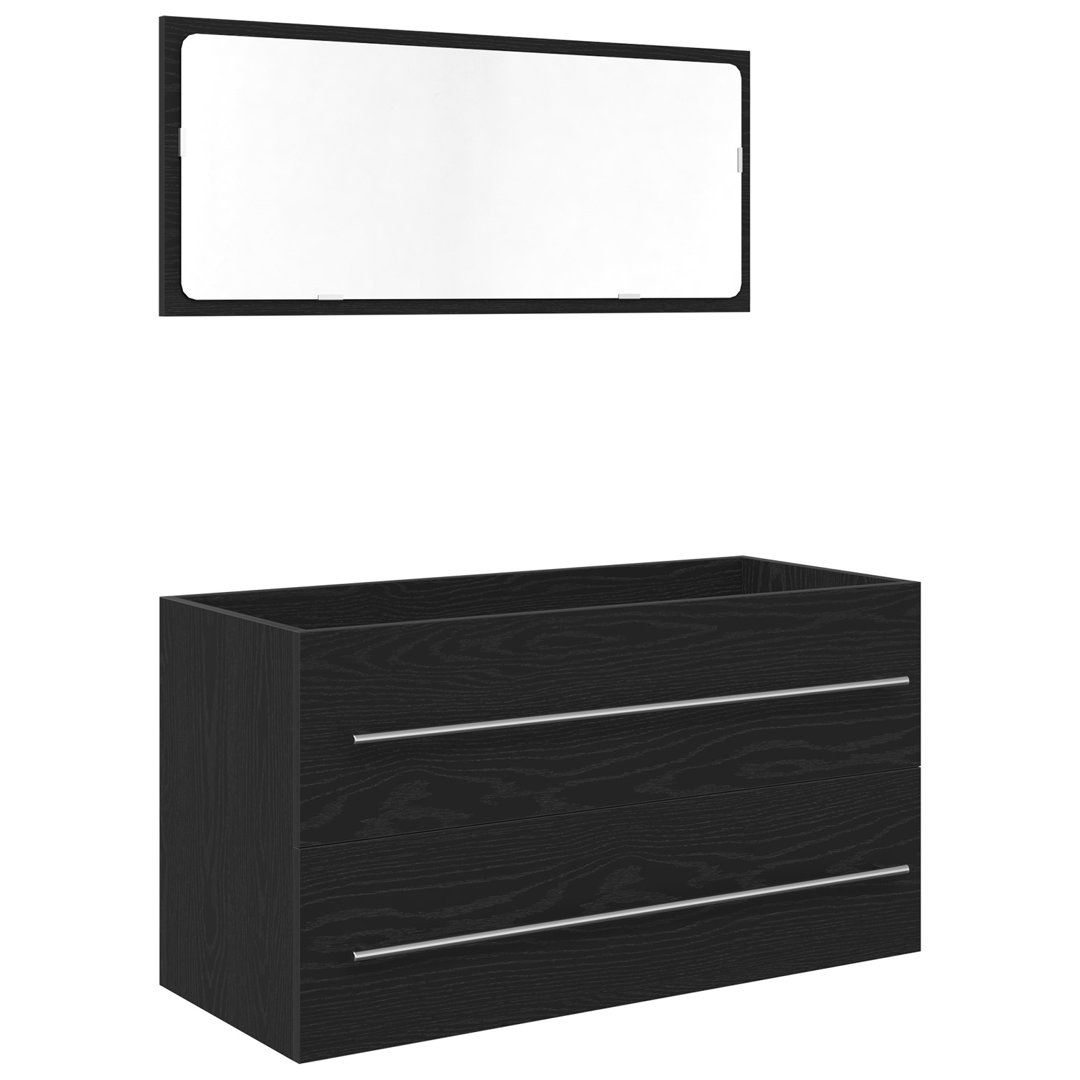 Sink Cabinet Black Oak Engineered Wood 90X45 Cm Mirror