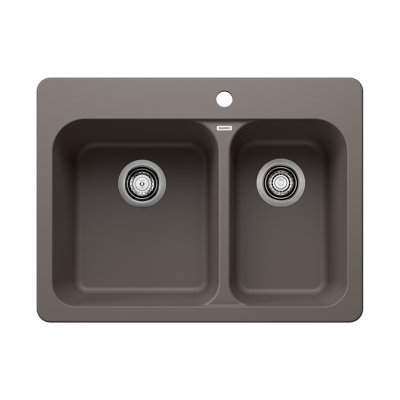 Évier de cuisine à double cuve à montage double 70,5 po 27,5 po Vision SILGRANIT - Noir charbon