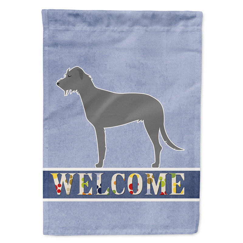 Polyester 2 côtés 40 x 28 po welcome drapeau maison, Lévrier irlandais gris debout