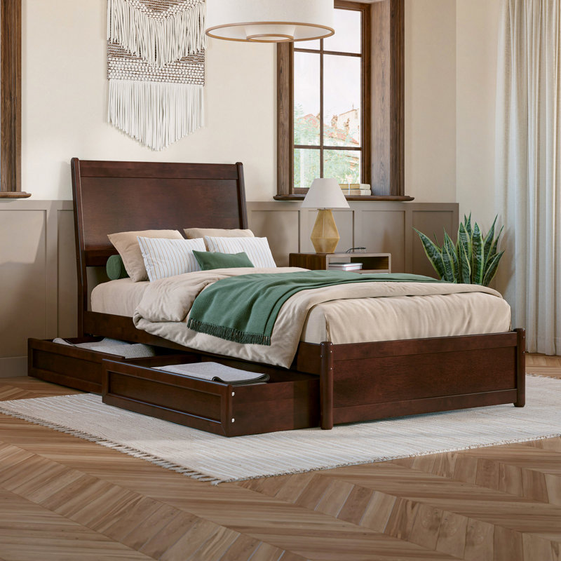 Avdesh Solid Wood Storage Bed, Twin XL, Walnut