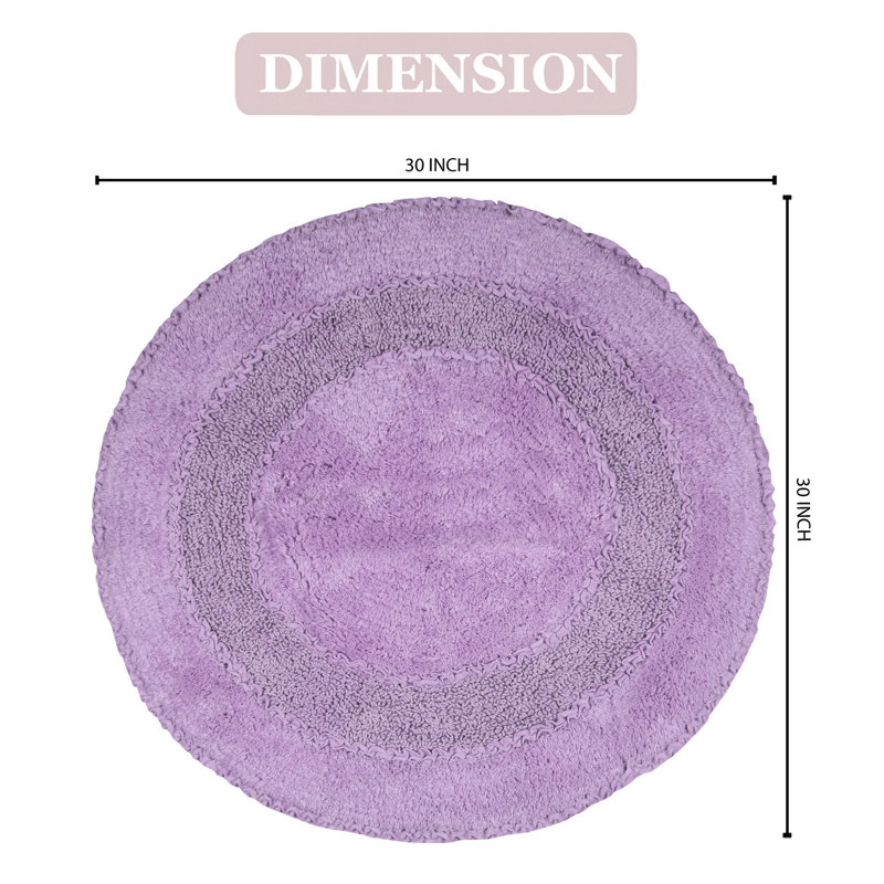 Plush Cotton Round shape bath Rug, Purple, 30"W x 30"L
