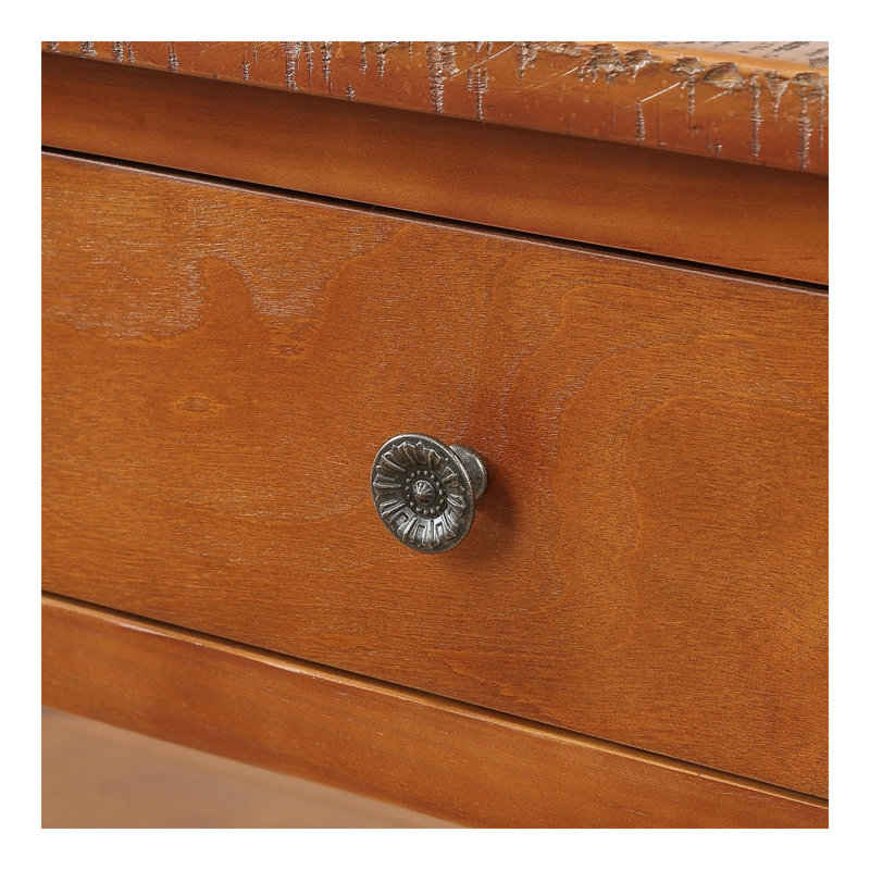 Console en bois de pin massif 48 po, table d'appoint moderne avec 3 tiroirs de rangement et 2 tablettes. Facile à assembler (brun)