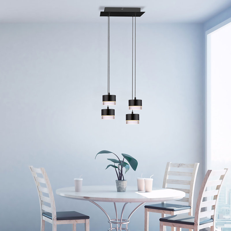 Luminaire suspendu tambour 4 lumières Barnsdall, Noir mat