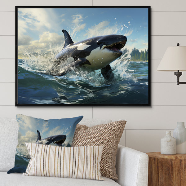 Dovecove White Black Marine Animals Majestic Orcas On Canvas Print ...