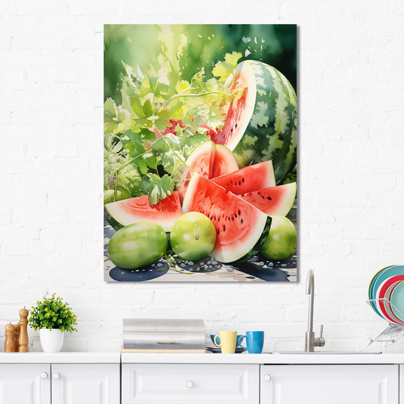 «Summertime Watermelon Fruit 4 - Fruits», art mural, H 44 po x l 34 po x P 1,5 po