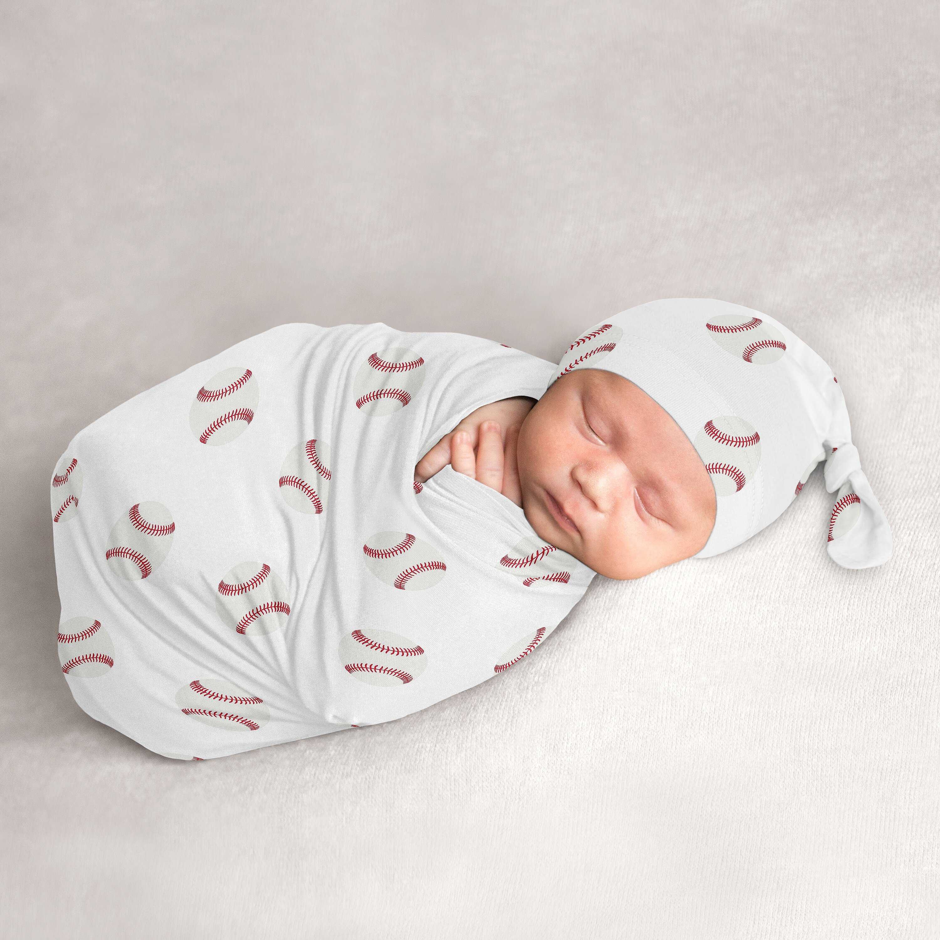 Sweet Jojo Designs Baseball Patch Baby Cocoon And Beanie Hat Sleep