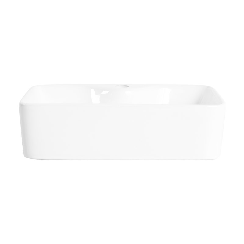 Lavabo de salle de bain rectangulaire en céramique blanc au-dessus du comptoir - Glacis Modern Decor
