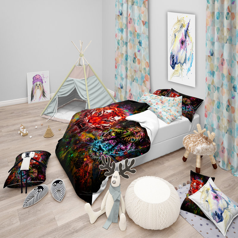Ensemble de housse de couette moderne pour enfants, Housse de couette très grand + 2 taies décoratives